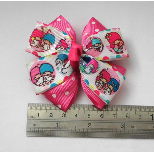 Little Twin Stars / Peppa Pig Grosgrain Ribbon Girls Hair Bows ( Hair Clip or Hair Band) Style A or B